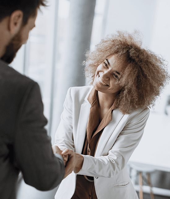 Happy woman making a deal